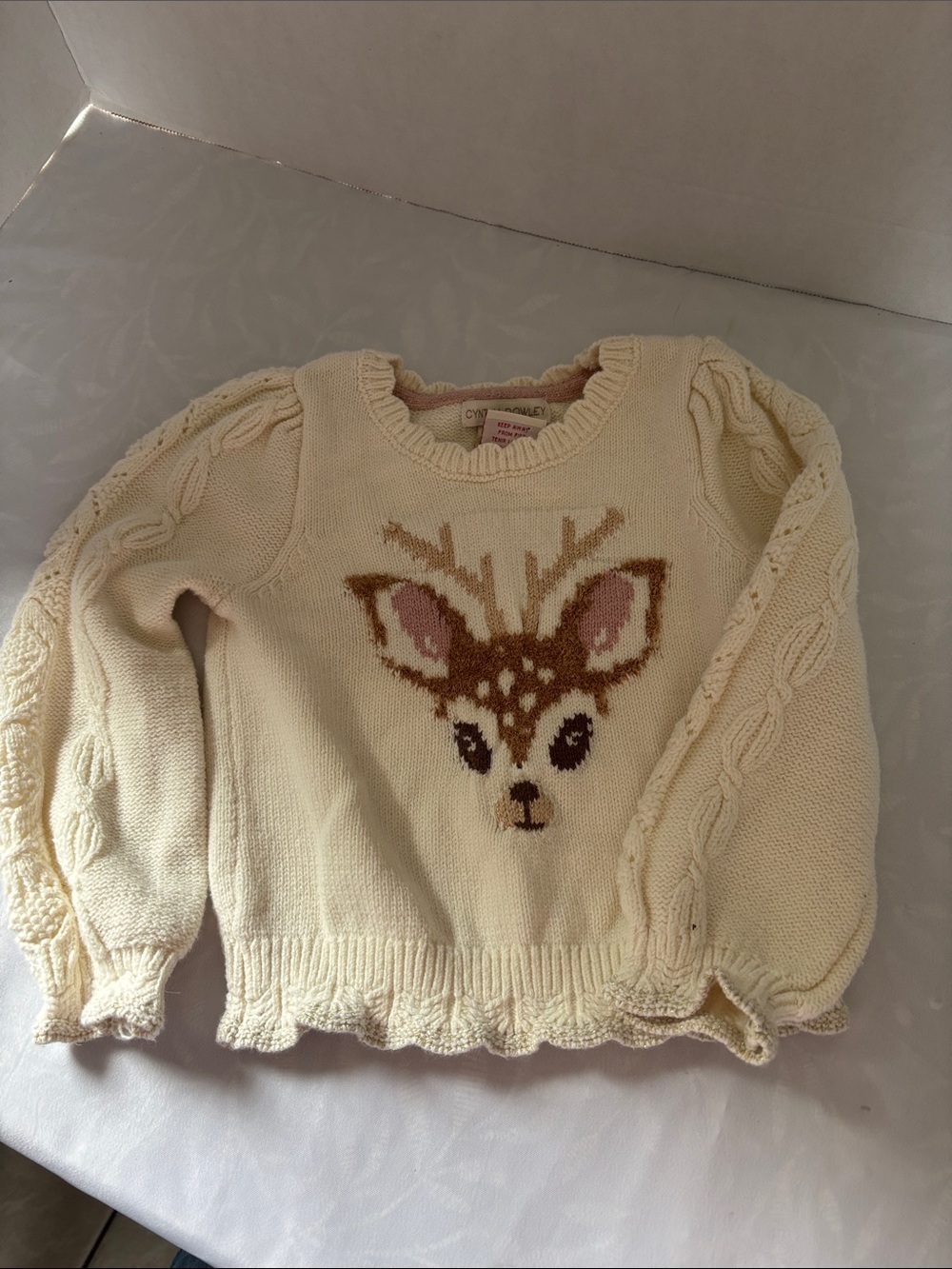 Cynthia Rowley Cream Knit Top with Pink Trim